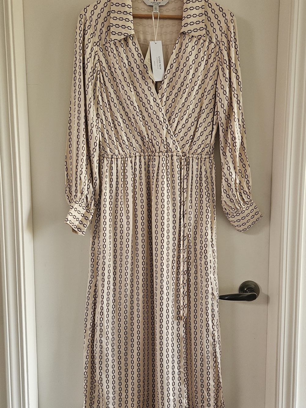 Ever New Cream Chain-Print Wrap Maxi Dress